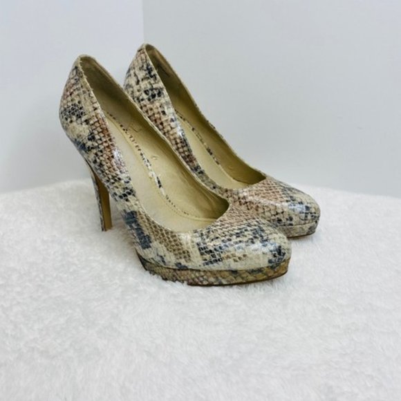 Multicolored Snakeskin Print Heels Platforms main image 3